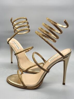 Steve Madden Exotica Rhinestone Heeled Sandals In Bronze